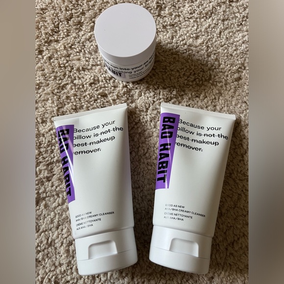 NIB Bad Habit Skincare AHA/BHA Creamy Cleanser & Glycolic Night Cream 💜 - Picture 2 of 11